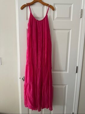Aakaa - Bright Fuchsia Spaghetti Strap Maxi Dress